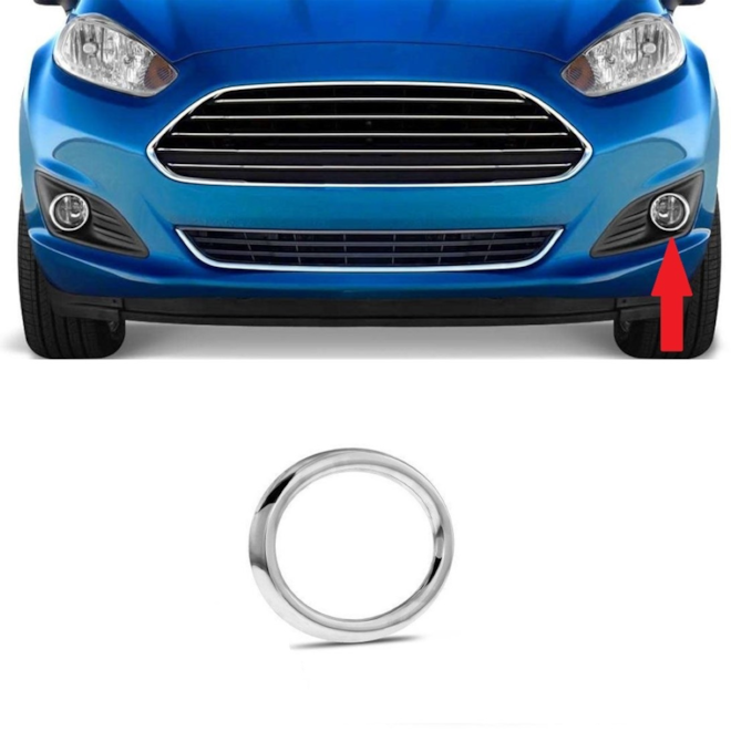 Aro Grade Farol Milha NEW FIESTA 13 a 17 Cromado Esquerdo Aro Grade Farol Milha NEW FIESTA 13 a 17 Cromado Esquerdo