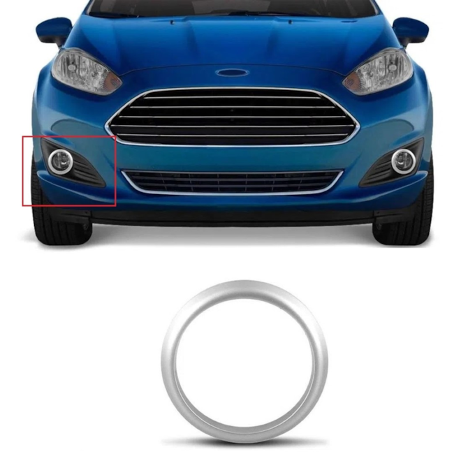 Aro Grade Farol Milha NEW FIESTA 2013 a 2017 Cinza Direito