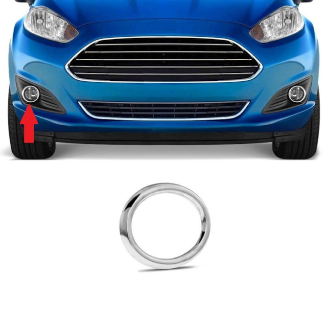 Aro Grade Farol Milha New Fiesta 2013 a 2017 Cromado Direito Aro Grade Farol Milha New Fiesta 2013 a 2017 Cromado Direito