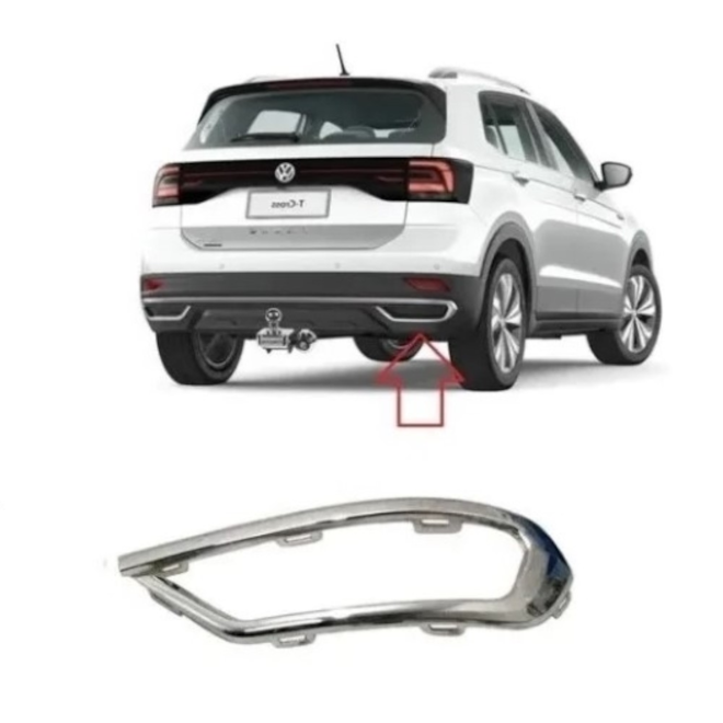 Aro Grade Parachoque Traseiro T-CROSS 19 a 22 Cromado Direit Aro Grade Parachoque Traseiro T-CROSS 19 a 22 Cromado Direit