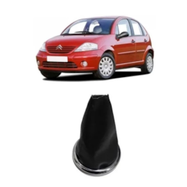 Coifa de Câmbio C3 03 a 12 Napa Preta com Base Aro Cromado Coifa de Câmbio C3 03 a 12 Napa Preta com Base Aro Cromado