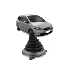 Coifa de Câmbio FIT 2003 a 2009 PVC Preto Aro Cromado Coifa de Câmbio FIT 2003 a 2009 PVC Preto Aro Cromado