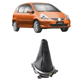 Coifa de Câmbio FIT 2009 a 2014 Napa Preta Aro Cromado Coifa de Câmbio FIT 2009 a 2014 Napa Preta Aro Cromado