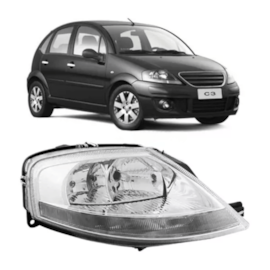 Farol C3 2003 a 2012 Cromado Direito Regulagem Manual Farol C3 2003 a 2012 Cromado Direito Regulagem Manual