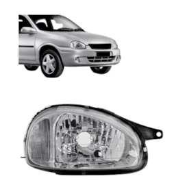 Farol CORSA 2000 a 2002 Carcaça Preta Direito