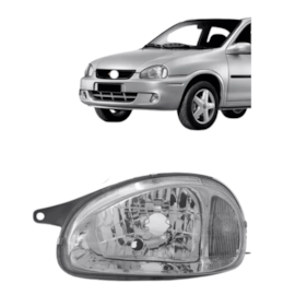 Farol CORSA 2000 a 2002 Esquerdo Carcaça Cinza