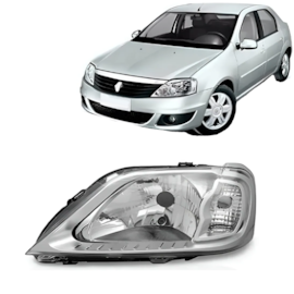 Farol LOGAN 2007 até 2010 cromado esquerdo