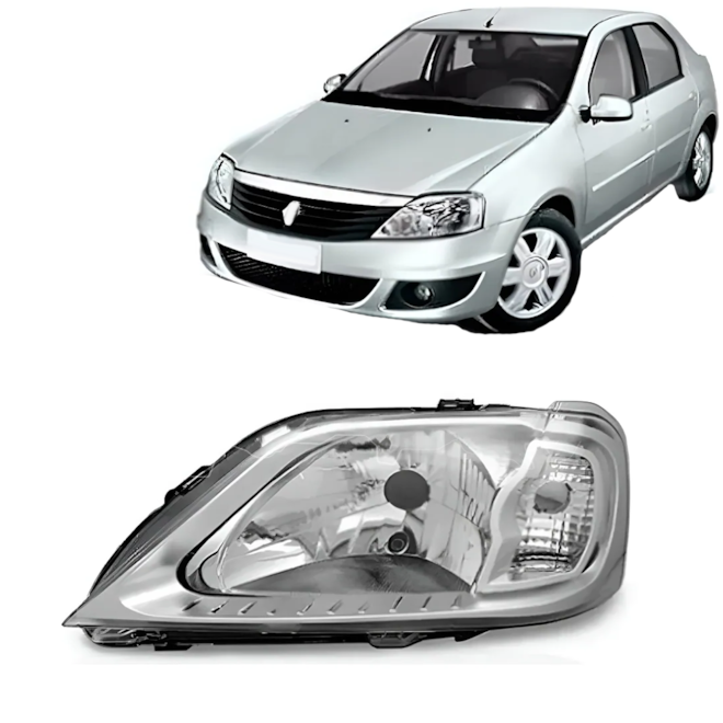 Farol LOGAN 2007 até 2010 cromado esquerdo Farol LOGAN 2007 até 2010 cromado esquerdo