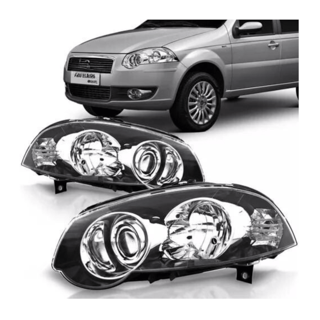 Farol PALIO Gota Mascara Negra Canhão Crom 08 a 12 Le Import Farol PALIO Gota Mascara Negra Canhão Crom 08 a 12 Le Import