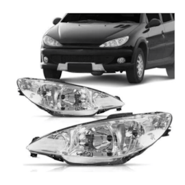 Farol Peugeot 206 Lente Lisa 2003 a 2008 Direito Farol Peugeot 206 Lente Lisa 2003 a 2008 Direito
