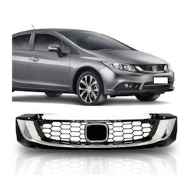 Grade CIVIC 15 16 Black Piano Friso Cromado Grade CIVIC 15 16 Black Piano Friso Cromado