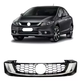 Grade CIVIC 15 16 Preta Friso Cromado Grade CIVIC 15 16 Preta Friso Cromado