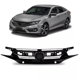 Grade Civic 17 18 19 20 21 Preta Moldura Black Piano Com Sensor