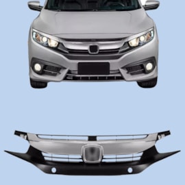 Grade Civic 17 a 18 Preto Blak Piano Moldura Cromada FURO SENSOR