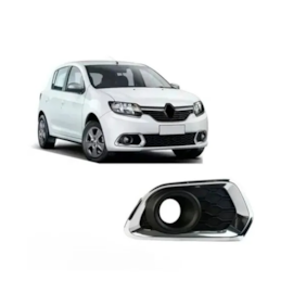 Grade Farol Milha SANDERO 15 a 19 C Furo Aro Cromado Direito Grade Farol Milha SANDERO 15 a 19 C Furo Aro Cromado Direito