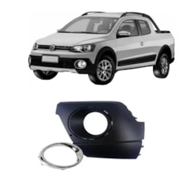 Grade Farol Milha SAVEIRO CROSS GOL 13 a 16 Aro Prata Esquer