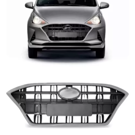 Grade HB20 Hath 21 A 24 Completa Preto Moldura Prata Grade HB20 Hath 21 A 24 Completa Preto Moldura Prata