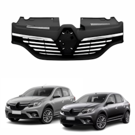 Grade LOGAN SANDERO 20 A 24 Preto Friso Superior Cromado Grade LOGAN SANDERO 20 A 24 Preto Friso Superior Cromado