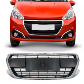 Grade PEUGEOT 208 17 A 20 Completa Preto Moldura Cromada Grade PEUGEOT 208 17 A 20 Completa Preto Moldura Cromada