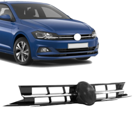 Grade POLO 18 a 21 Preta Brilhante Friso Cromado Grade POLO 18 a 21 Preta Brilhante Friso Cromado