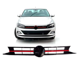 Grade POLO 18 a 21 Preta Brilhante Friso Vermelho