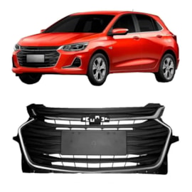 Grade Radiador Onix Hatch Sedan 20 a 24 Preto Friso Cromado Grade Radiador Onix Hatch Sedan 20 a 24 Preto Friso Cromado