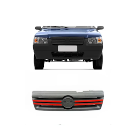 Grade Radiador UNO FIORINO 2006 a 2013 Cinza Friso Vermelho Grade Radiador UNO FIORINO 2006 a 2013 Cinza Friso Vermelho