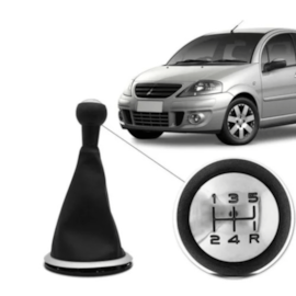 Kit Coifa Aro Preto Bola Câmbio Cromada C3 03 AT