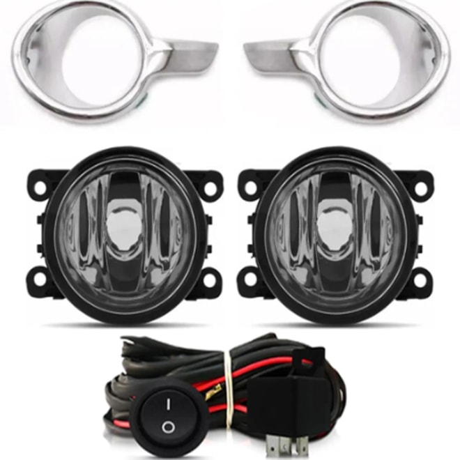 Kit Farol Milha 208 2013 a 2016 Aro Cromado Chicote Botão Universal