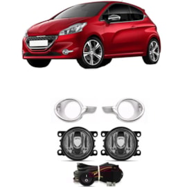 Kit Farol Milha 208 2013 a 2016 Aro Cromado Com Lâmpada