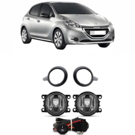 Kit Farol Milha 208 2013 a 2016 Aro Preto Com Lâmpada Kit Farol Milha 208 2013 a 2016 Aro Preto Com Lâmpada