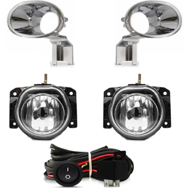 Kit Farol Milha BRAVA MAREA 1999 a 2006 Cromado Chicote Botão Universal Kit Farol Milha BRAVA MAREA 1999 a 2006 Cromado Chicote Botão Universal