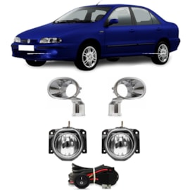 Kit Farol Milha Brava Marea 1999 a 2006 Cromado Com Lâmpada Kit Farol Milha Brava Marea 1999 a 2006 Cromado Com Lâmpada