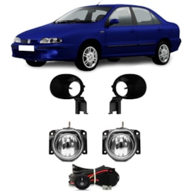Kit Farol Milha BRAVA MAREA 1999 a 2006 Preto Chicote Botão Universal