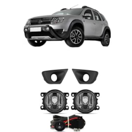 Kit Farol Milha DUSTER 2015 a 2020 Chicote Botão Universal