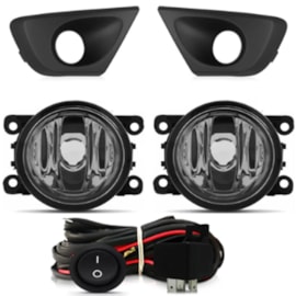 Kit Farol Milha DUSTER 2015 a 2020 Chicote Botão Universal