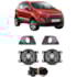 Kit Farol Milha ECOSPORT 2013 a 2017 Aro Cinza Freestly Chicote Botão Universal