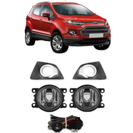 Kit Farol Milha ECOSPORT 2013 a 2017 Aro Cromado Com Lâmpada
