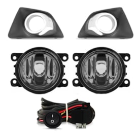 Kit Farol Milha ECOSPORT 2013 a 2017 Aro Cromado Com Lâmpada