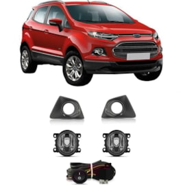Kit Farol Milha ECOSPORT 2013 a 2017 Chicote Botão Universal