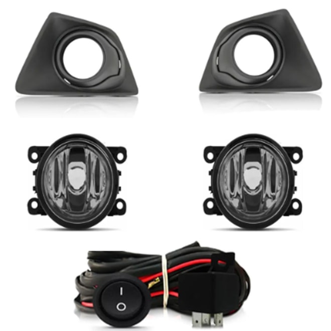 Kit Farol Milha ECOSPORT 2013 a 2017 Chicote Botão Universal