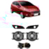 Kit Farol Milha FIESTA 2014 a 2017 Aro Cinza Chicote Botão Universal
