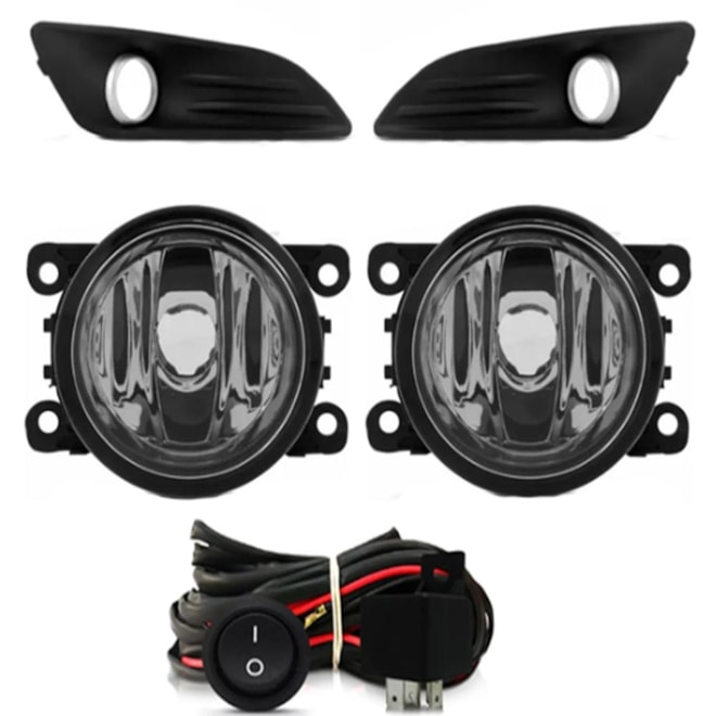 Kit Farol Milha Fiesta 2014 a 2017 Aro Cinza Com Lâmpada