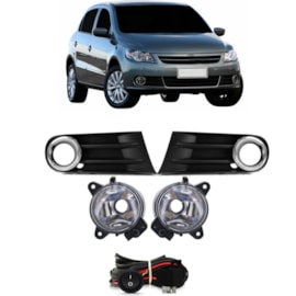 Kit Farol Milha Gol G5 2009 a 2012 Aro Cromado Com Lâmpada