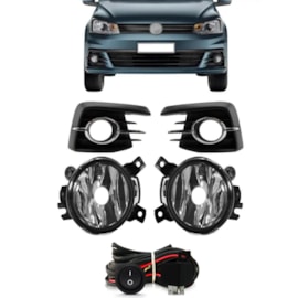 Kit Farol Milha Gol G7 2016 a 2018 Aro Cromado  Sem Lâmpada