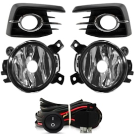 Kit Farol Milha Gol G7 2016 a 2018 Aro Cromado  Sem Lâmpada