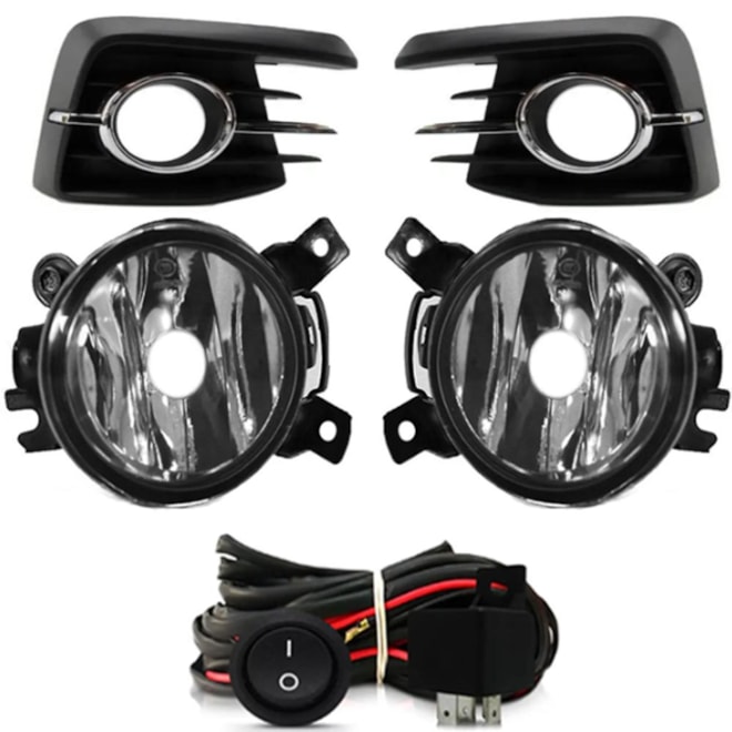 Kit Farol Milha Gol G7 2016 a 2018 Aro Cromado  Sem Lâmpada