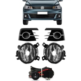 Kit Farol Milha Gol G7 2016 a 2018 Aro Prata Sem Lâmpada Kit Farol Milha Gol G7 2016 a 2018 Aro Prata Sem Lâmpada
