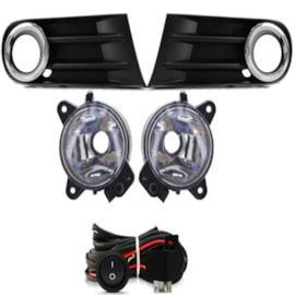 Kit Farol Milha GOL SAVEIRO VOYAGE G5 2008 a 2016 Aro Cromado Chicote Botão Universal