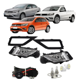 Kit Farol Milha GOL VOYAGE G8 SAVEIRO G7 2019 a 2022 Preto Com Lâmpada